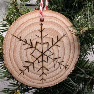 Hand Crafted Natural Wood Snowflake Ornament
